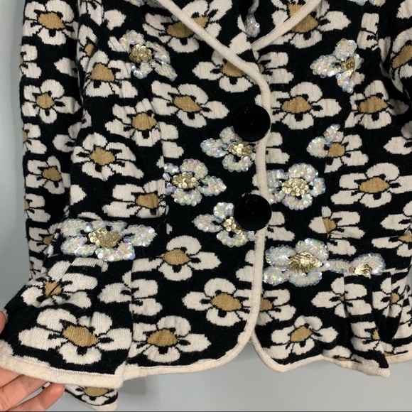 Twin Set Simona Barbieri Blazer Jacket Daisy Floral Cashmere Silk Wool Medium M - Picture 3 of 11